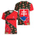 Slovakia Coat of Arms Women V-Neck T-Shirt with Red Poppy Flowers and Bold Flag Colors Design - Wonder Print Shop