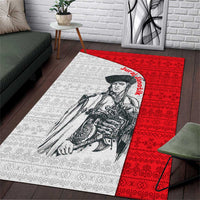 Juraj Janosik Slovakia Area Rug with Folk Pattern Red White Legend Spirit