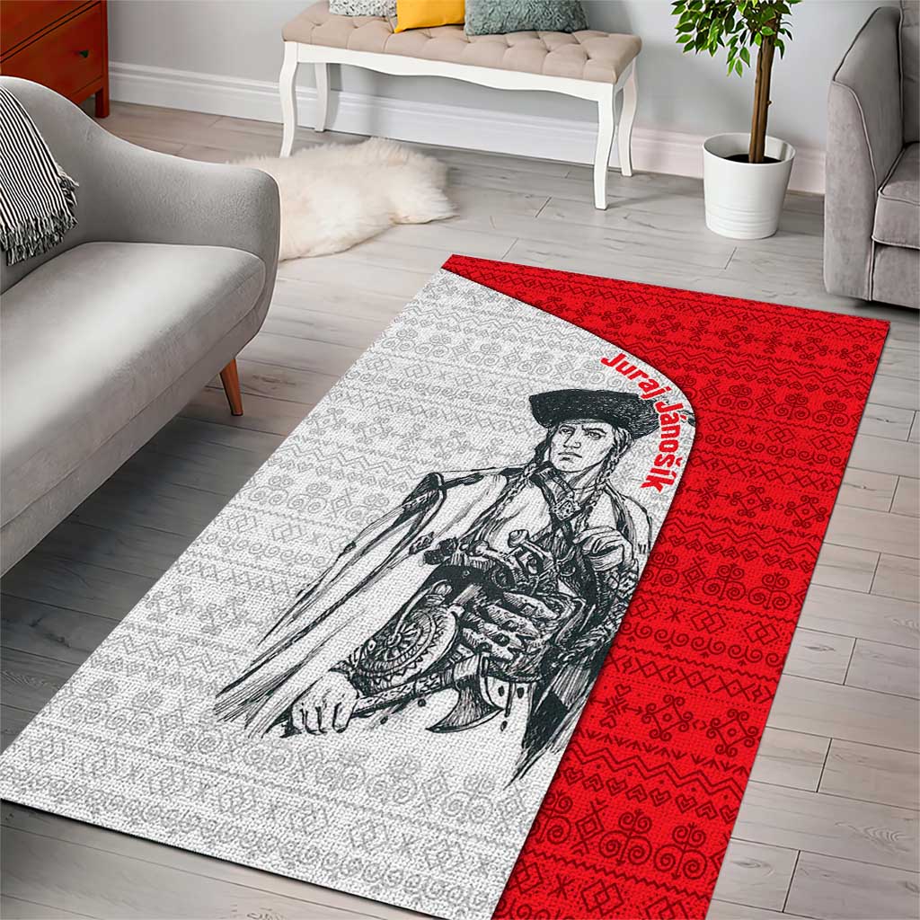 Juraj Janosik Slovakia Area Rug with Folk Pattern Red White Legend Spirit