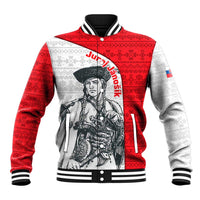 Juraj Janosik Slovakia Baseball Jacket with Folk Pattern Red White Legend Spirit