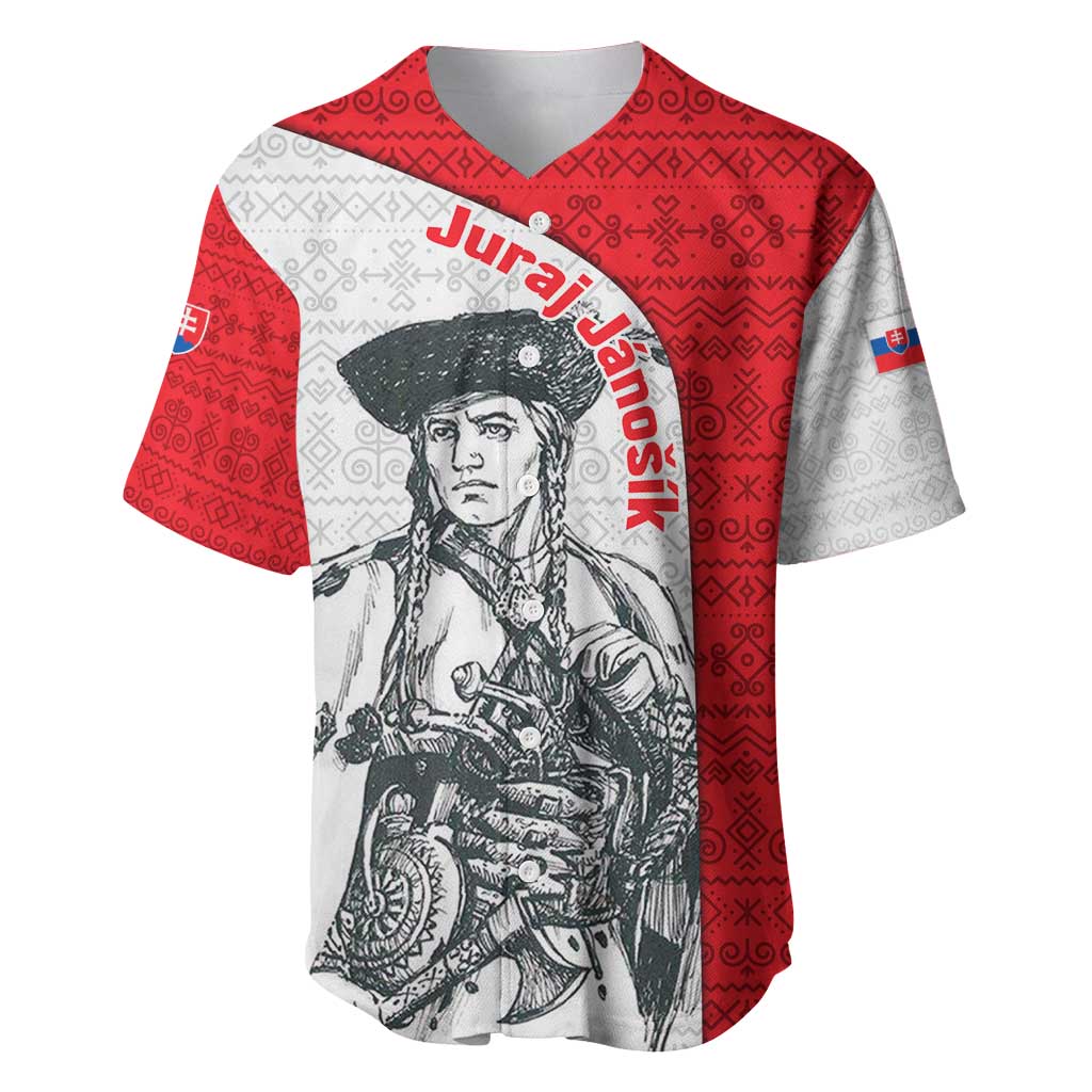 Juraj Janosik Slovakia Baseball Jersey with Folk Pattern Red White Legend Spirit