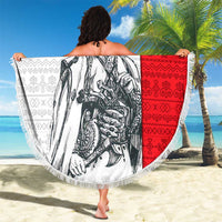 Juraj Janosik Slovakia Beach Blanket with Folk Pattern Red White Legend Spirit