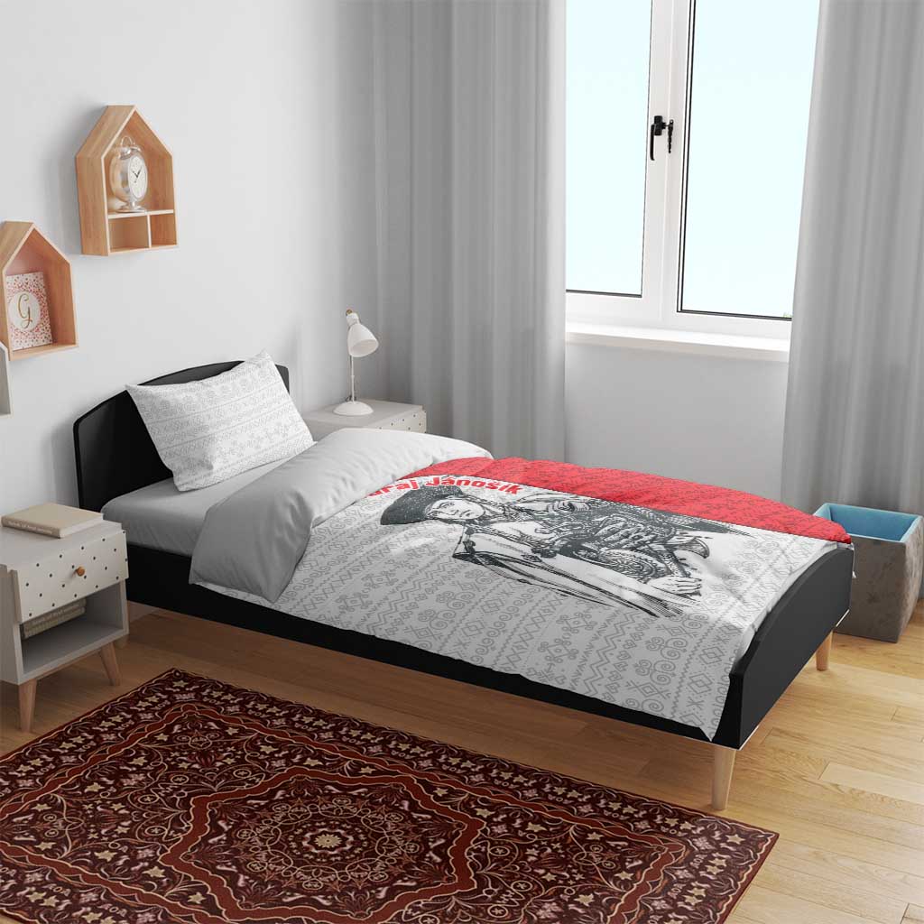 Juraj Janosik Slovakia Bedding Set with Folk Pattern Red White Legend Spirit