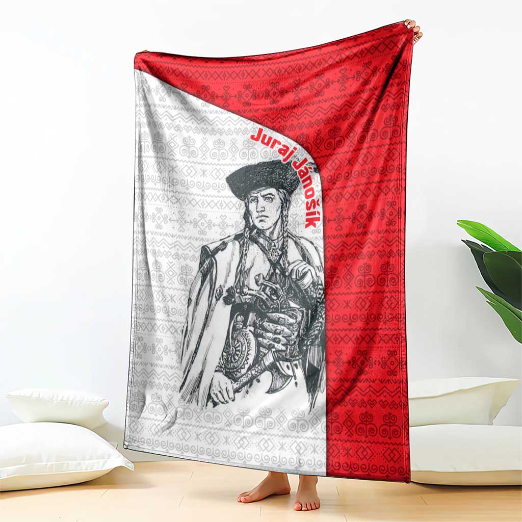 Juraj Janosik Slovakia Blanket with Folk Pattern Red White Legend Spirit