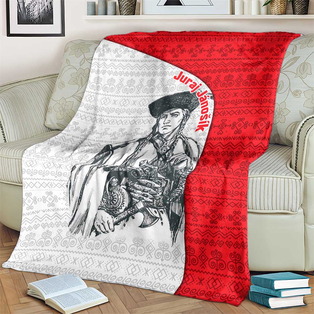 Juraj Janosik Slovakia Blanket with Folk Pattern Red White Legend Spirit