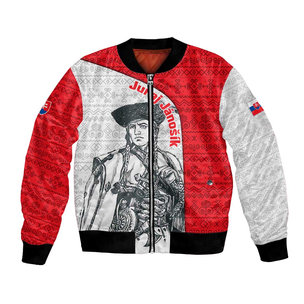 Juraj Janosik Slovakia Bomber Jacket with Folk Pattern Red White Legend Spirit