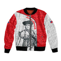 Juraj Janosik Slovakia Bomber Jacket with Folk Pattern Red White Legend Spirit