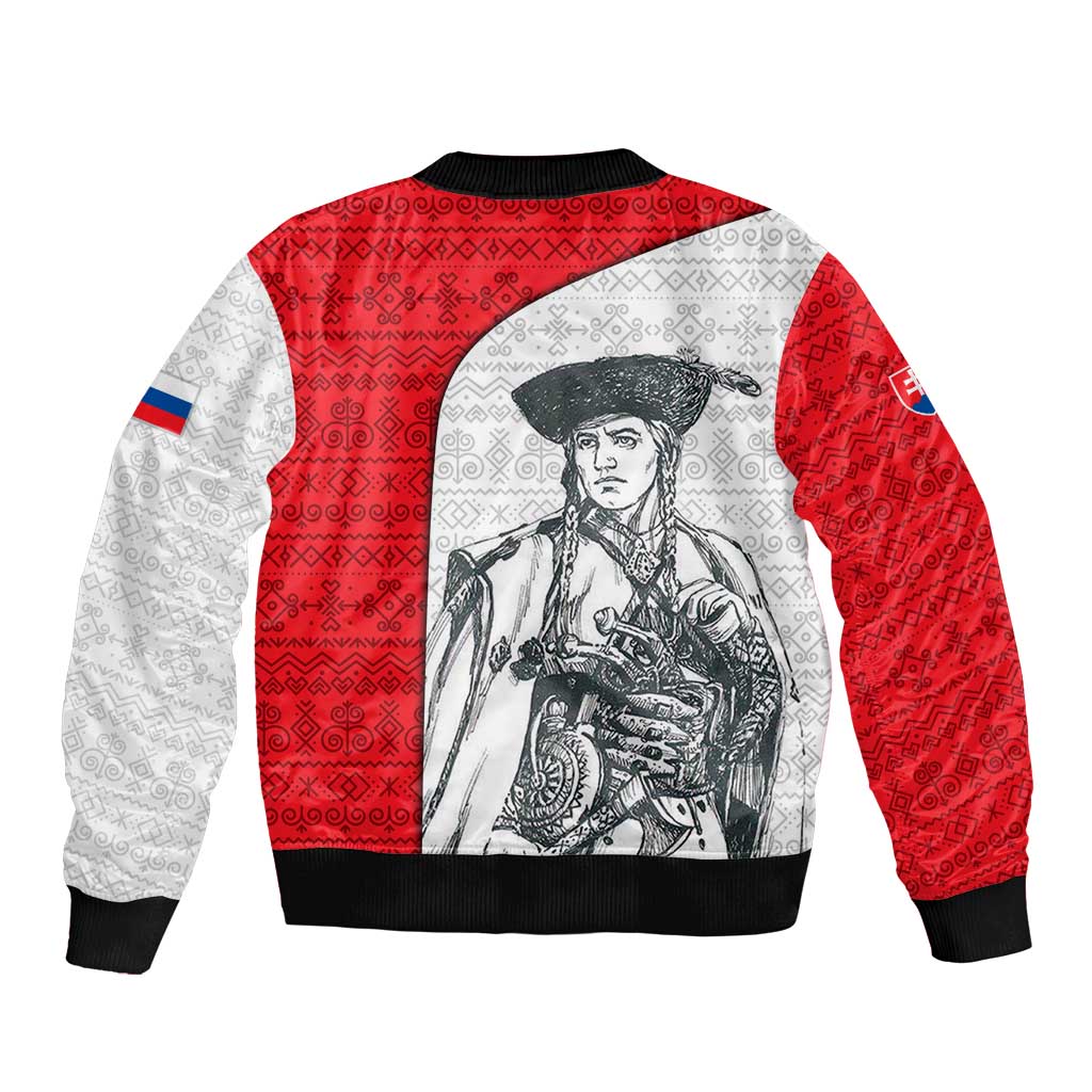 Juraj Janosik Slovakia Bomber Jacket with Folk Pattern Red White Legend Spirit