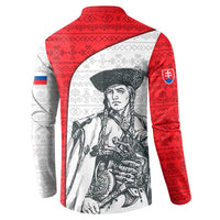Juraj Janosik Slovakia Button Sweatshirt with Folk Pattern Red White Legend Spirit