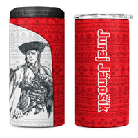 Juraj Janosik Slovakia 4 in 1 Can Cooler Tumbler with Folk Pattern Red White Legend Spirit