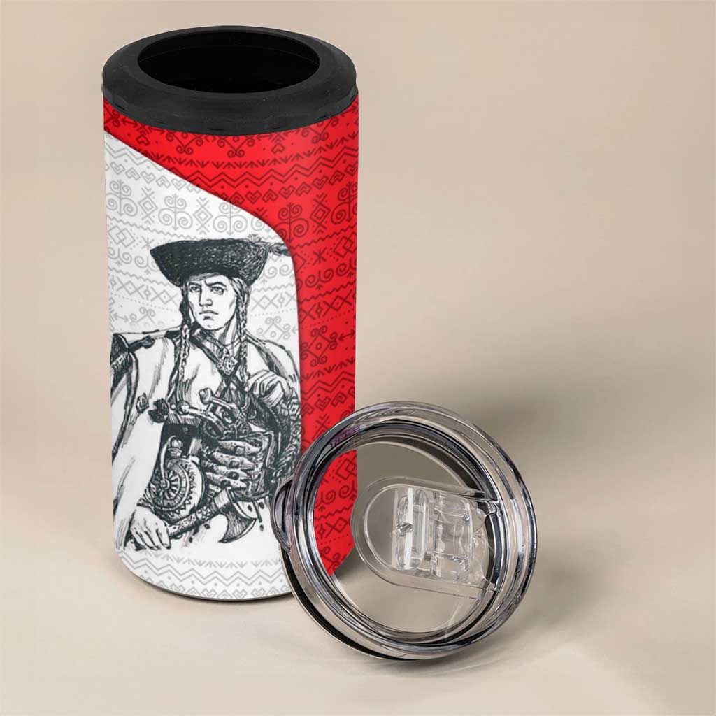 Juraj Janosik Slovakia 4 in 1 Can Cooler Tumbler with Folk Pattern Red White Legend Spirit