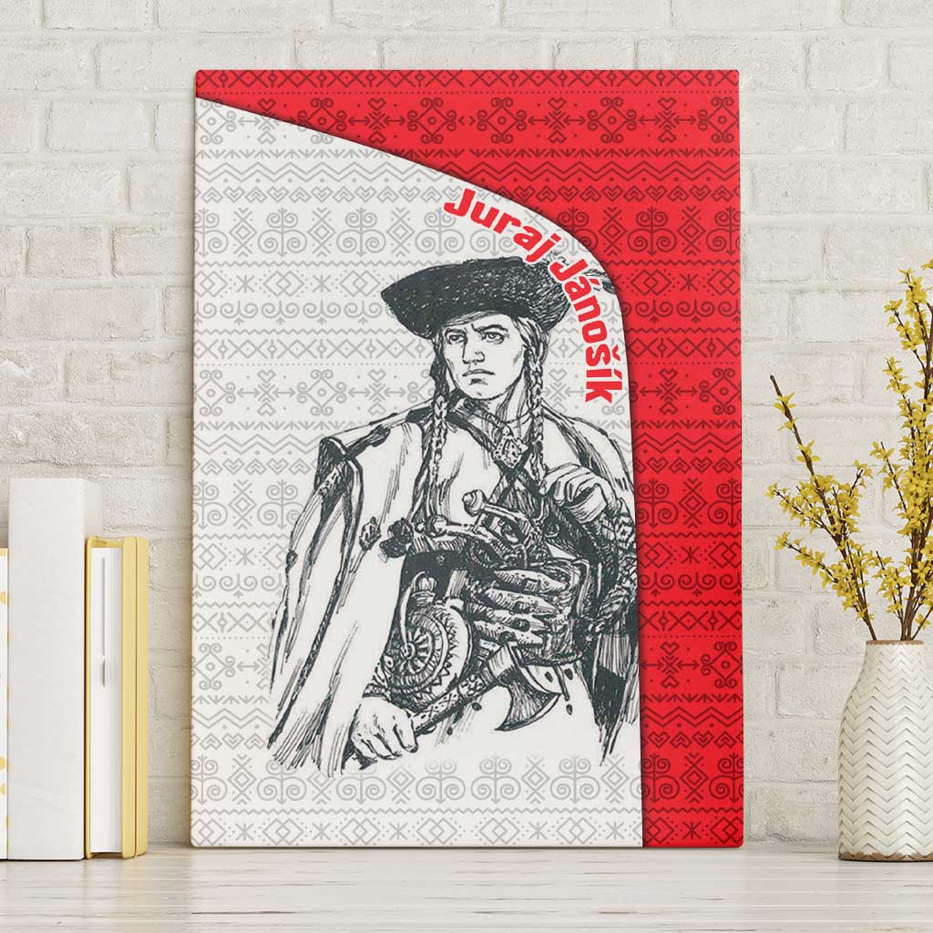 Juraj Janosik Slovakia Canvas Wall Art with Folk Pattern Red White Legend Spirit