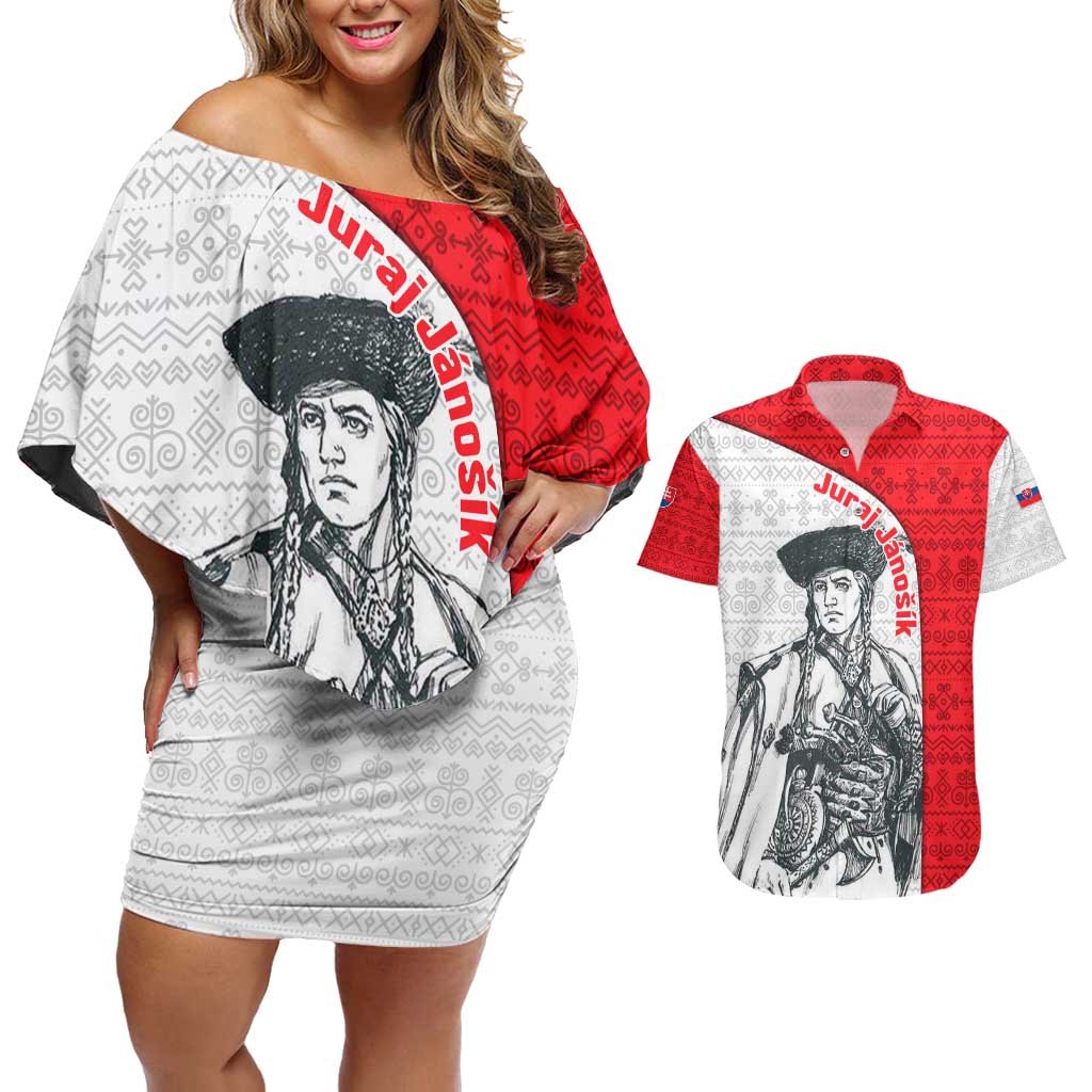 Juraj Janosik Slovakia Couples Matching Off Shoulder Short Dress and Hawaiian Shirt with Folk Pattern Red White Legend Spirit