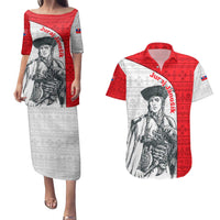 Juraj Janosik Slovakia Couples Matching Puletasi and Hawaiian Shirt with Folk Pattern Red White Legend Spirit