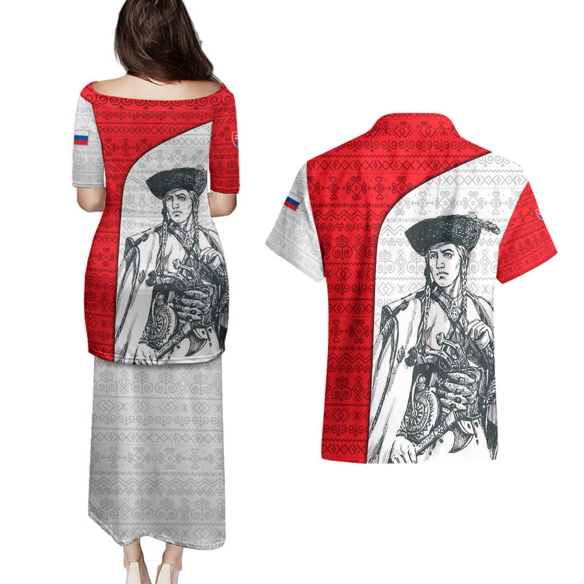 Juraj Janosik Slovakia Couples Matching Puletasi and Hawaiian Shirt with Folk Pattern Red White Legend Spirit