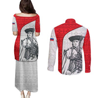 Juraj Janosik Slovakia Couples Matching Puletasi and Long Sleeve Button Shirt with Folk Pattern Red White Legend Spirit