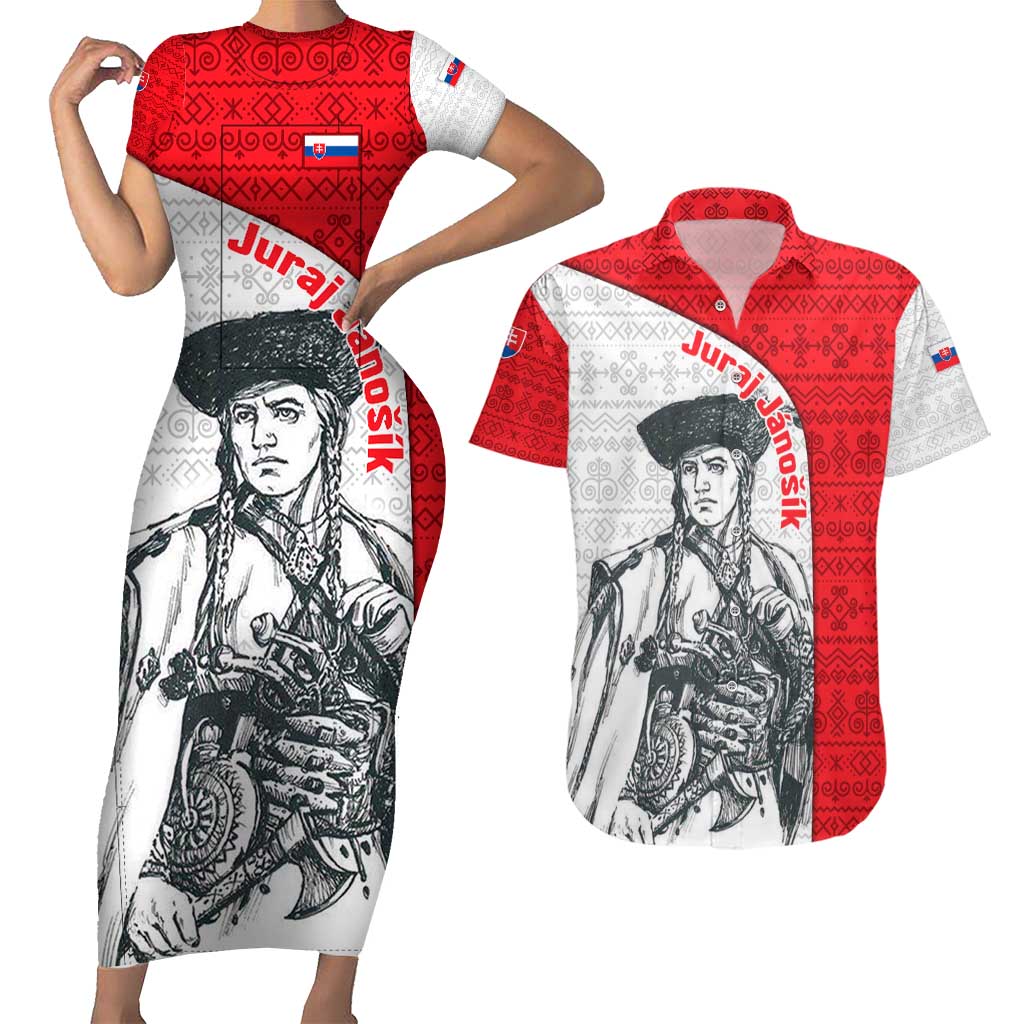 Juraj Janosik Slovakia Couples Matching Short Sleeve Bodycon Dress and Hawaiian Shirt with Folk Pattern Red White Legend Spirit