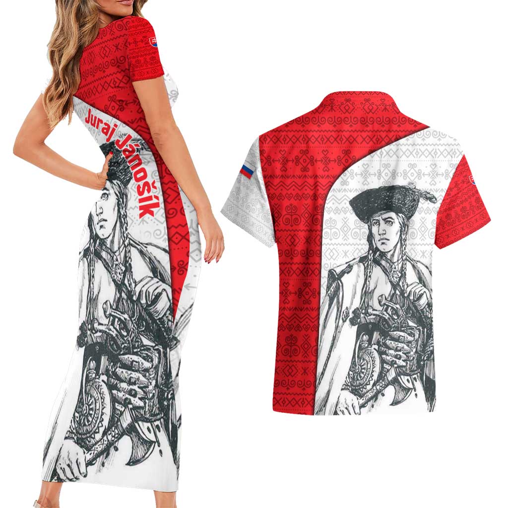 Juraj Janosik Slovakia Couples Matching Short Sleeve Bodycon Dress and Hawaiian Shirt with Folk Pattern Red White Legend Spirit