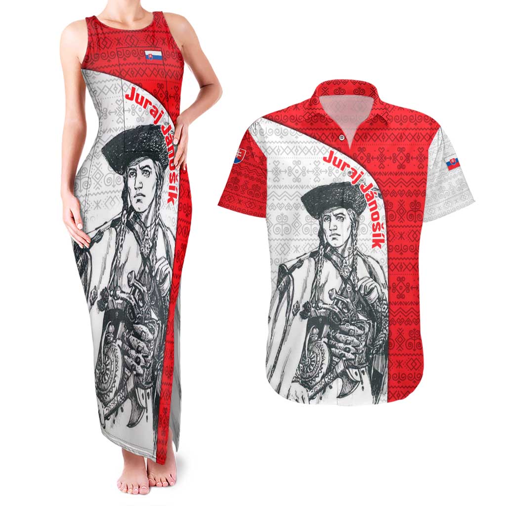 Juraj Janosik Slovakia Couples Matching Tank Maxi Dress and Hawaiian Shirt with Folk Pattern Red White Legend Spirit