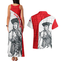 Juraj Janosik Slovakia Couples Matching Tank Maxi Dress and Hawaiian Shirt with Folk Pattern Red White Legend Spirit