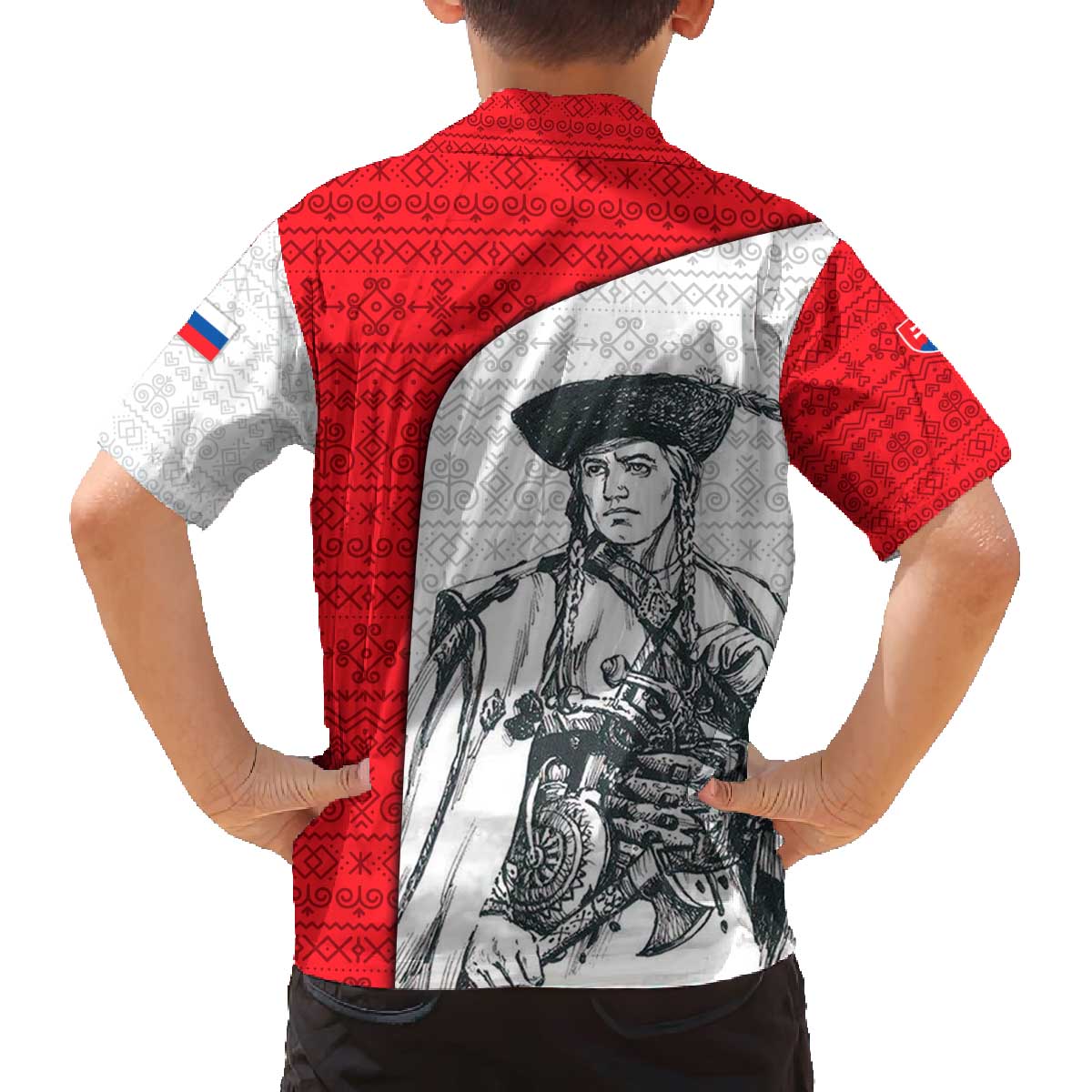 Juraj Janosik Slovakia Family Matching Off The Shoulder Long Sleeve Dress and Hawaiian Shirt with Folk Pattern Red White Legend Spirit