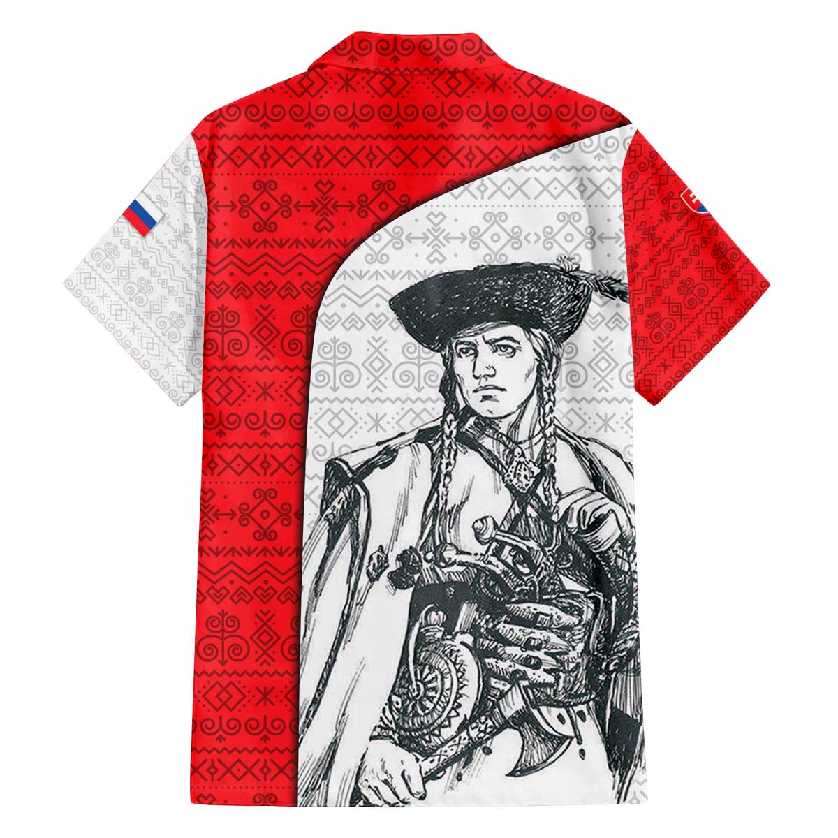 Juraj Janosik Slovakia Family Matching Off The Shoulder Long Sleeve Dress and Hawaiian Shirt with Folk Pattern Red White Legend Spirit