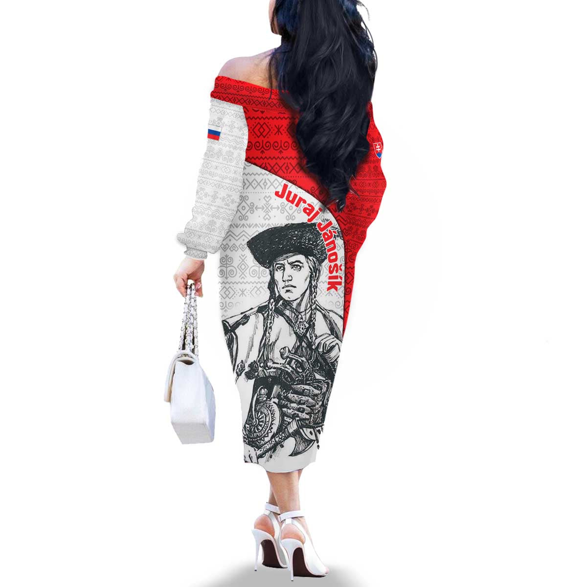 Juraj Janosik Slovakia Family Matching Off The Shoulder Long Sleeve Dress and Hawaiian Shirt with Folk Pattern Red White Legend Spirit