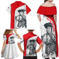 Juraj Janosik Slovakia Family Matching Off Shoulder Maxi Dress and Hawaiian Shirt with Folk Pattern Red White Legend Spirit