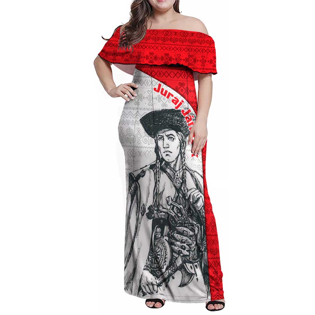 Juraj Janosik Slovakia Family Matching Off Shoulder Maxi Dress and Hawaiian Shirt with Folk Pattern Red White Legend Spirit