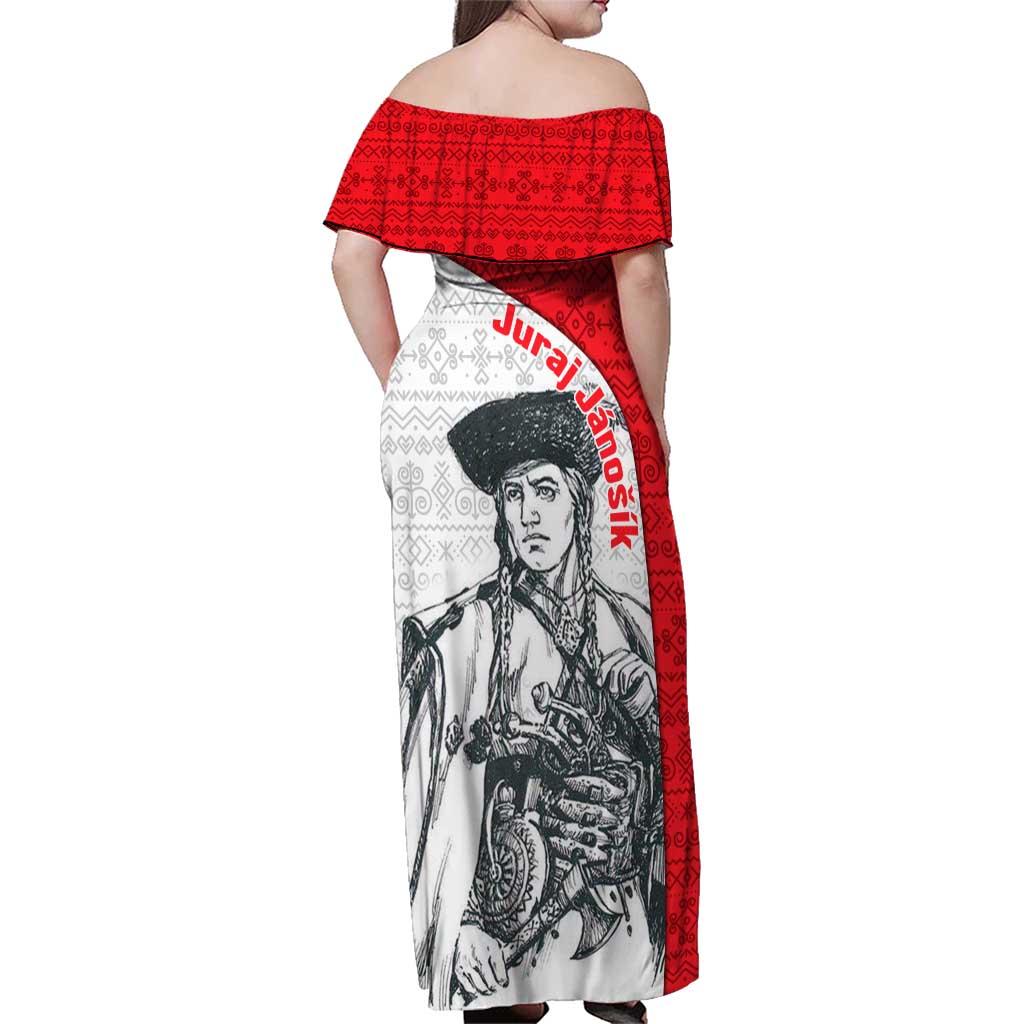 Juraj Janosik Slovakia Family Matching Off Shoulder Maxi Dress and Hawaiian Shirt with Folk Pattern Red White Legend Spirit