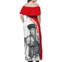 Juraj Janosik Slovakia Family Matching Off Shoulder Maxi Dress and Hawaiian Shirt with Folk Pattern Red White Legend Spirit