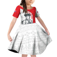 Juraj Janosik Slovakia Family Matching Off Shoulder Short Dress and Hawaiian Shirt with Folk Pattern Red White Legend Spirit