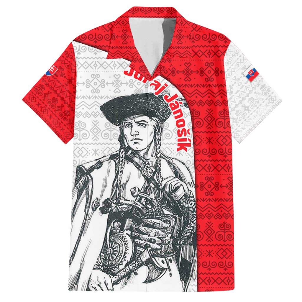 Juraj Janosik Slovakia Family Matching Off Shoulder Short Dress and Hawaiian Shirt with Folk Pattern Red White Legend Spirit