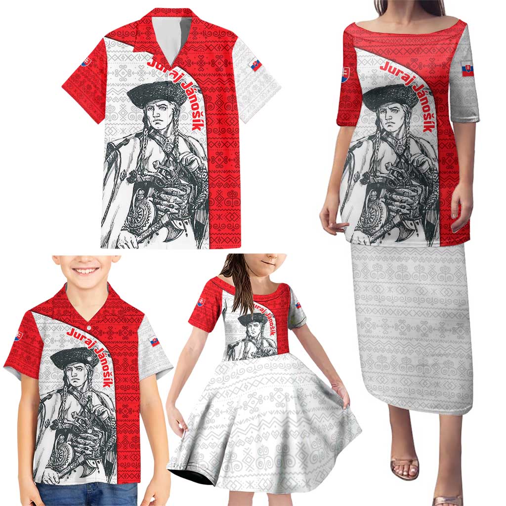 Juraj Janosik Slovakia Family Matching Puletasi and Hawaiian Shirt with Folk Pattern Red White Legend Spirit