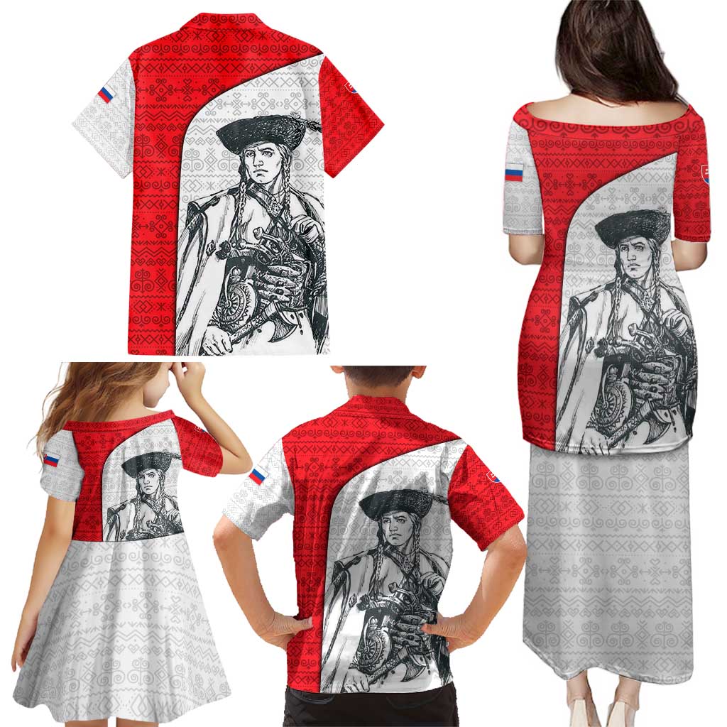 Juraj Janosik Slovakia Family Matching Puletasi and Hawaiian Shirt with Folk Pattern Red White Legend Spirit
