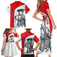 Juraj Janosik Slovakia Family Matching Short Sleeve Bodycon Dress and Hawaiian Shirt with Folk Pattern Red White Legend Spirit