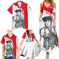 Juraj Janosik Slovakia Family Matching Summer Maxi Dress and Hawaiian Shirt with Folk Pattern Red White Legend Spirit
