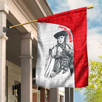 Juraj Janosik Slovakia Garden Flag with Folk Pattern Red White Legend Spirit