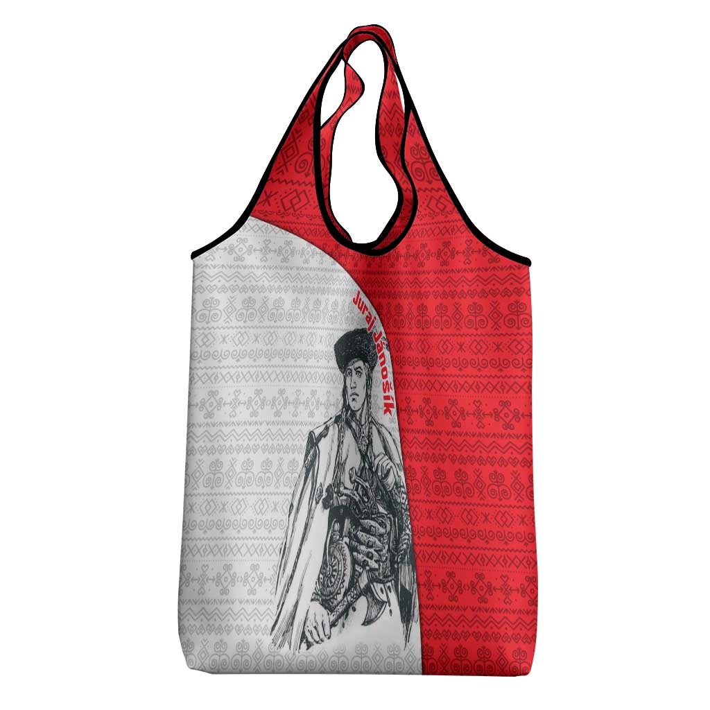 Juraj Janosik Slovakia Grocery Bag with Folk Pattern Red White Legend Spirit