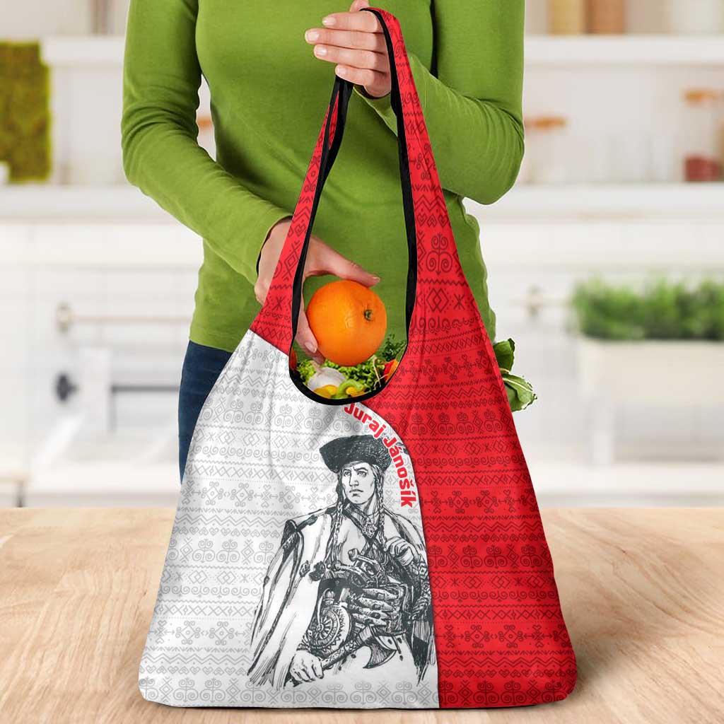 Juraj Janosik Slovakia Grocery Bag with Folk Pattern Red White Legend Spirit