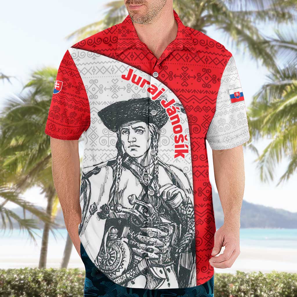 Juraj Janosik Slovakia Hawaiian Shirt with Folk Pattern Red White Legend Spirit