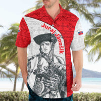 Juraj Janosik Slovakia Hawaiian Shirt with Folk Pattern Red White Legend Spirit