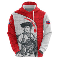 Juraj Janosik Slovakia Hoodie with Folk Pattern Red White Legend Spirit