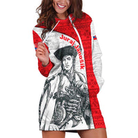 Juraj Janosik Slovakia Hoodie Dress with Folk Pattern Red White Legend Spirit