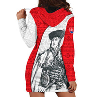 Juraj Janosik Slovakia Hoodie Dress with Folk Pattern Red White Legend Spirit