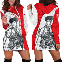 Juraj Janosik Slovakia Hoodie Dress with Folk Pattern Red White Legend Spirit
