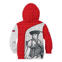 Juraj Janosik Slovakia Kid Hoodie with Folk Pattern Red White Legend Spirit