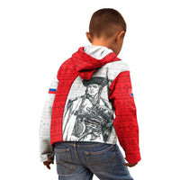 Juraj Janosik Slovakia Kid Hoodie with Folk Pattern Red White Legend Spirit