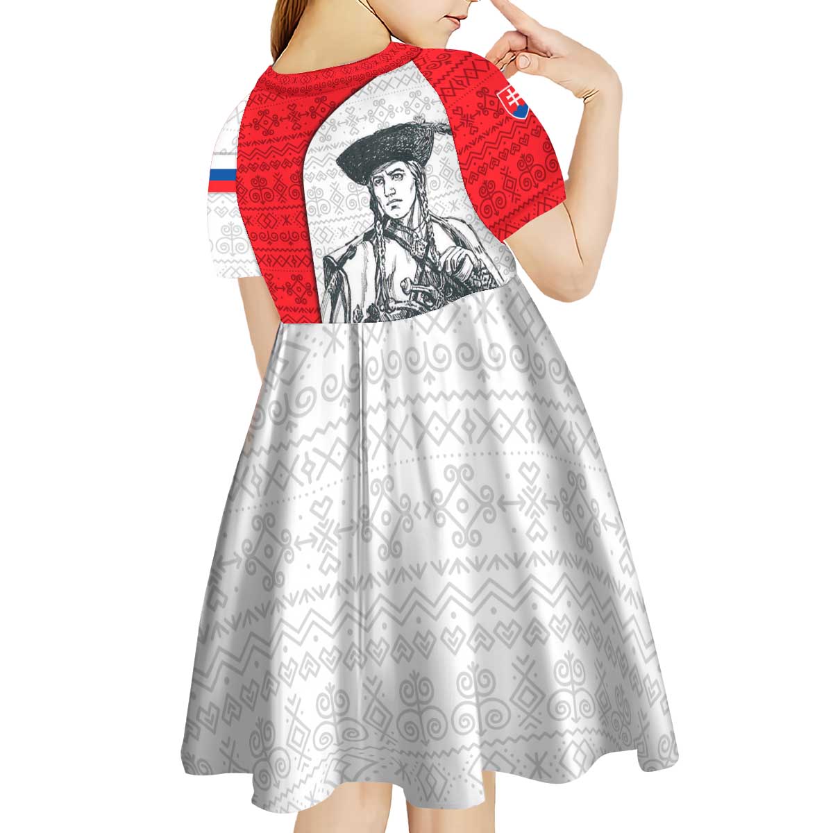 Juraj Janosik Slovakia Kid Short Sleeve Dress with Folk Pattern Red White Legend Spirit