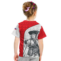 Juraj Janosik Slovakia Kid T Shirt with Folk Pattern Red White Legend Spirit